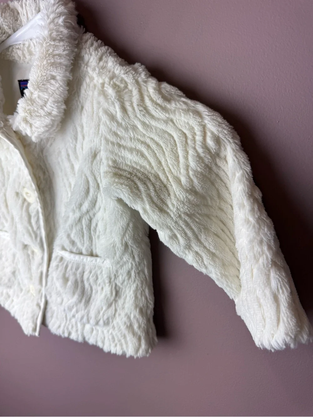 Patagonia Kids White Faux-Fur Jacket 12M